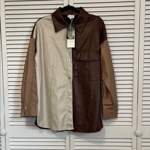 Entro Brown and Cream Button Down Shirt